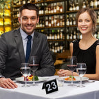 Table Numbers 1-25 Acrylic Double Side Numbered TableS Tents Plastic Restaurant Wedding Tables Number Table Tent Numbers Cards Signs for Party Banquets Wedding Reception (Black, White)