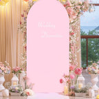 7.2FT Pink Arch Backdrop Cover - Polyester Fitted Wedding Arch Stand Covers Round Top Chiara Arch Backdrop Cover for Birthday Party Banquet Photo Background Decoration