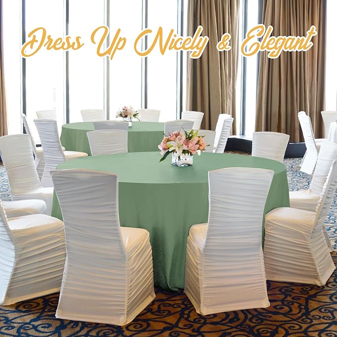 BRILLMAX 10 Pack Sage Green Round Tablecloths 90 Inch - Circle Bulk Linen Polyester Fabric Washable Table Cloth Cover for Wedding Reception Banquet Birthday Party Buffet Restaurant