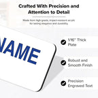 Name Tag, Magnetic White and Blue Name Tags, Personalized Name Tags, 1x3 Inches, Durable Engravable Impact Material, Made in The USA by My Sign Center