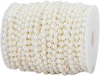 6mm Crafts Faux Pearl Beads Garland Pearl Bead Roll Strand of Pearls to Decorate Floral Centerpieces Wedding Party Favor Christmas Tree(82Feet Ivory)