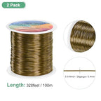 2-Rolls 0.4mm Jewelry Wire, 26 Gauge 328FT Craft Wire Copper Beading Wire for Jewelry Making/Planting/Weaving/DIY Crafting, Soft Metal Wires [100M, Bronze Tone]