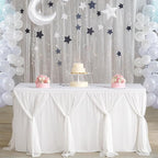 Suppromo White Tulle Table Skirts for Rectangle Tables 6ft for Wedding Birthday Party Bridal Shower White Tutu Ruffle Table Cloth for Cake Dessert Buffet Banquet Dinner Table Decorations