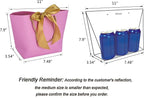 HUAPRINT Gift Bags with Handles,7.48×3.54×7.9 inches,Party Favor Bags with Bow Ribbon,12Pcs Pink Paper Bags for Birthday Wedding Bridesmaid Holiday Valentine's Day