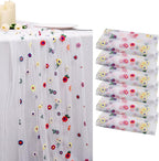 BINBE 6pcs Ivory Daisy Fall Table Runner Embroidery Gauze 10FT Florals Seasonal Tulle Holiday Birthday Kitchen Dining Table Decor for Home Party