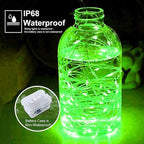 pozzolanas 100 Pack Green Battery Operated String Lights - 7ft Waterproof Firefly Lights with 20 LEDs for Home, Mason Jar, Party, Wedding, Halloween, Christmas Decorations
