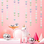 Iridescent Disco-Holographic Party-Decorations Heart Streamers-Garland - 52ft Glitter Dance Hanging Paper Banner, Wedding Bachelorette Birthday Euphoria Galentines Decor Hugfond