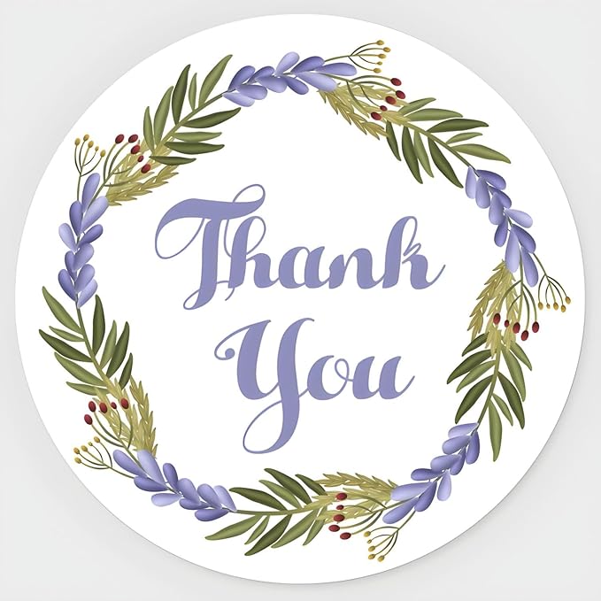 Custom Stickers for Weddings, Birthdays & Businesses - Personalized Labels with Your Logo - Waterproof, Fade and Heat Resistant - Pack of 100-1000 (Wreath O, 1.5 Inch)