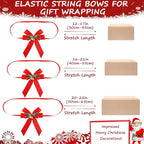 Christmas Bows for Gift Wrapping, 24 Elastic Red Stretch Loops with Bows,3 Sizes Red Bows Ribbon Crafts Perfect Boxes, Party Favors and Weddings