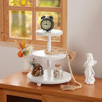 3 Tier Cupcake Stand Round,Wood Cupcake Stand with Beads,Tiered Cake Stand for 24 Cupcakes,Dessert Display Stand,Cupcake Tower for Party, Wedding, Birthday, Home Decor