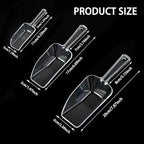 3 in 1 Clear Plastic Ice Scoop Set, Small Acrylic Serving Scoops for Candy Buffet, Canisters, Dry Goods Multi-Purpose Kitchen Mini Food Scoop for Coffee, Flour, Sugar, Salt, Wedding Desserts (L&M&S)
