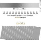 Aneco 16 Pack Satin Table Runner 12 x 108 Inch Silver Long Wedding Satin Silk Table Runner for Wedding Banquet Graduations Birthday Party Decoration