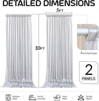 Silver Satin Backdrop Curtains 2 Panels - Glitter Photo Drapes for Baby Shower, 10x10FT Shimmer Back Drop Decor, Wrinkle Free for Birthday Party Prom Wedding Anniversary Background