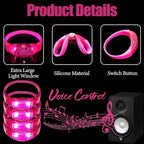 100 Pcs LED Bracelets Sound Activated with Flashing LED Strobe Music Control Light Up Bracelets for Rave, Game Prizes, Birthday Party Favor,Valentine's Day gift