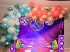 Dance Party Backdrop Retro 80s 90s Theme Stage Dance Ball Music Birthday Party Decoration DJ Photography Background 15 x 10 ft for Baby Shower Picture Photo Shoot Polyester Fabric, Blue