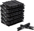 Juvale Wooden Clothespins - Indoor Laundry Hanging & Laundry Clips - Wooden Clothes Pins for Crafts & Photo Clips - Strong Spring Grip & Mini Clothespins - Pack of 100, 4 in, Black