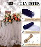 Navy Blue Tulle Fabric Roll, 54" x 40 Yards (120FT) Tulle for Wedding Decoration DIY Tutu Party Backdrop Baby Shower Table Skirts Gift Wrapping