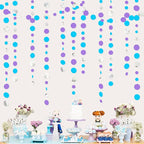 46 Ft Frozen Party Decorations Purple Blue Silver Polka Dots Garlands Hanging Paper Circle Dots Streamer for Frozen Birthday Winter Wonderland Christmas Holiday Wedding Baby Shower Party Supplies