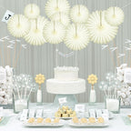 20 Pcs Cream White Hanging Paper Fan, Hanging Honeycomb Round Paper Fans for Weddings, Birthdays, Christmas, Baby Showers, Classroom, Events Ceiling Party Supplies Decorations