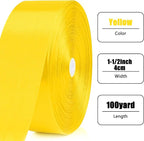 NESCCI 100 Yards Ribbon,1-1/2 Inch Yellow Satin Ribbon,Single Face Satin Ribbons,Perfect for Gift Wrapping,Wedding Decoration,Handmade Bows,Wrapping Bouquet, Halloween, Christmas