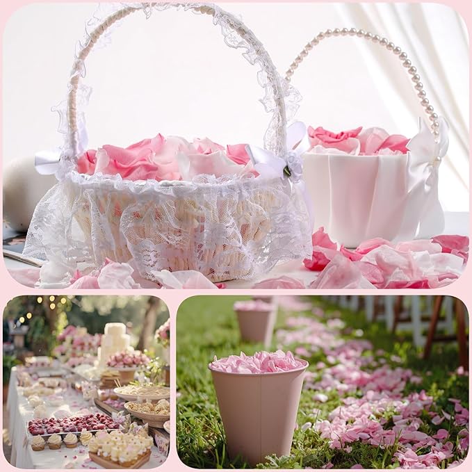 180 PCS Real Pink White Rose Flower Petals Confetti for Wedding to Throw, 1.75oz Freeze Dried Rose Petal for Proposal Centerpieces Romantic Night Decor
