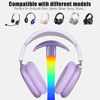 Headphone Stand with Wireless Charger,Gaming Headset Stand with RGB Light Mode,Airpod Max Stander Compatible with Airpod Pro/3/2,iPhone 16/15/14/13/12/11,Gifts for Gamers & Music Lover (Purple)