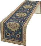 Vintage Boho Floral Table Runner, Elegant Rustic Country Farmhouse Blue Yellow Retro Flower Pattern for Home Kitchen Table Decor Dining Coffee Room Party Decor 13x108in