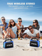 Portable Bluetooth Speakers Loud - Wireless Speaker 80W Peak, Light Show, 20H Playtime, Strong Bass, BT 5.3, TWS, IPX6 Waterproof for Outdoor Travel Beach Camping - Blue