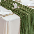 Sioloc 10 Pack Moss Green Cheesecloth Table Runner Fall Autumn Decor for Home 10ft Table Cloth for Tea Wedding Birthday Party Baby Bridal Shower Halloween Thanksgiving