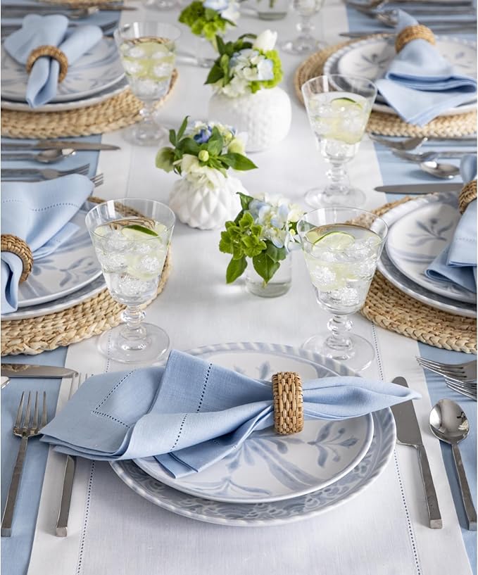 Solino Home Linen White Table Runner 156 Inches Long - 100% Pure Linen Extra Long Table Runner 14 x 156 Inch for Fall, Autumn, Halloween, Thanksgiving, Christmas, Holiday - Classic Hemstitch