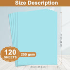 120 Sheets Light Blue Cardstock 8.5 x 11 Craft Paper, 250gsm/92lb Heavyweight Paper Card stock for DIY Cards Making, Wedding Invitations, Birthday Decorations, School Crafting
