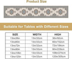 Boho Bohemia Style Table Runner, Vintage Teal Brown Retro Flower Rustic Country Style Floral Print Pattern for Home Kitchen Table Decor Dining Coffee Room Garden Party Decor 13x36in