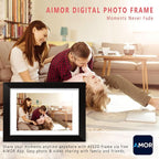AEEZO Digital Picture Frame 10.1 Inch 1280x800 IPS Touch Screen WiFi Smart Digital Photo Frame with 16GB Storage, Auto-Rotate Easy Setup to Share Photos or Videos via AiMOR APP, Wall Mountable Black
