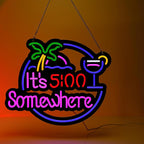 Ultrathin Its 5 00 O'clock Some Where Neon Sign Art Wall Lights for Bedroom Windows Glass Hotel Pub Cafe Wedding Birthday Party Gifts