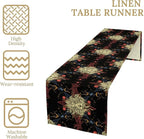 Boho Moon Lion Table Runner, Chinese Fish Phase of The Moon Sun Moon Table Runner for Kitchen Dining Table Home Party,13x70 Inch Black Red