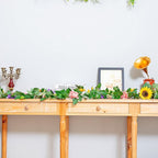 Naidiler Artificial Flower Garland, Sunflower & Rose Vines, Boho Wedding & Birthday Decor, 6ft Straight, Pink & Yellow, Fabric & Plastic