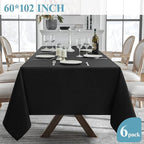 VidaFete Tablecloth 60 * 102inch 6 Pack Rectangle Table Cloth Polyester, Stain Wrinkle Resistant Polyester Dining Table Cover for Kitchen Dinning Party Wedding Rectangular Tabletop Decoration(Black)