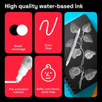 ARTISTRO 5 White Dual-Tip Acrylic Paint Pens for Rock, Ceramic, Glass, Wood, Fabric - White Markers for Acrylic Painting, 5mm Dot + 1mm Fine Tips