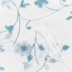 Floral Embroidery Sheer Curtains Blue 95 Inches Long, Window Treatments Rod Pocket Drapes for Living room, Bedroom, Semi Crinkle Voile Curtain Panels for Yard, Patio, Villa, Parlor, Set of 2, 52"x95".