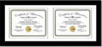 Creative Picture Frames 14X30Bk-W Black Horizontal Double Diploma Frame With 2 Opening White Mat, Holds 2-11X14-Inch Documents With Wall Hanger