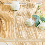 6 Pack Beige Cheesecloth Table Runner 23x120 inch Rustic Boho Gauze Table Runner 10 FT Long Sheer Cheese Cloth Fabric Table Runners for Romantic Wedding Bridal Shower Birthday Party Decor