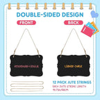 12 Pcs 4 x 6 Acrylic Chalkboard Hanging Sign with Chalk Markers Chalk Board Signs with Hanging String for Wedding Kitchen Home Party Decoration (Bracket)