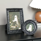 Cuspin Black Picture Frame Set of 2 Vintage Baroque Frames, Ornate Resin Photo Frame with 4x6 Picture Frame and 3x3 Round Frame, Antique Decorative Design for Tabletop Display or Wall Hanging