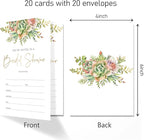 Floral Bridal Shower Invitation Cards with Envelopes Pack of 20 (4"x6") - Bridal Shower Invitations.(163)