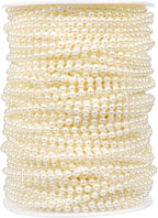 [177Feet] Pearl Beads Garland, 4MM 59 Yards Faux Pearl Beads String Roll Bulk for DIY Craft Wedding Party Christmas Tree Decoration
