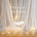 White Tulle Backdrop Curtain with Lights String - 10x10ft Sheer Backdrop with 300 LEDs for Wedding, Baby Shower, Bridal Shower, Birthday Party Photo Shoot Background and Home Decorations