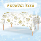 Jectivs 3Pcs Christmas Snowflake Party Tablecloths Decorations,Plastic White and Gold Table Cloth,Winter Rectangle Cover for New Year Birthday Baby Shower Holiday Decorations,54x108 inch