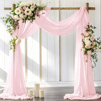 Wedding Arch Draping Fabric 2 Panels 30'' x 18FT Blushing Pink Sheer Chiffon Arch Drapery for Photo Booth Bridal Shower Baby Shower Church Decor Newborn Photography Christening Outdoor Party