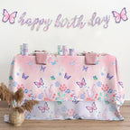 Gatherfun Butterfly Birthday Party Supplies: Butterfly Decorations with 2 PCS Disposable Plastic Tablecloths, for Kid's Birthday Party Decorations, Size 54”x 108