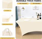 2-Pack 4ft Spandex Table Covers for Rectangular Folding Tables - Wrinkle Resistant Stretch Tight Table Cloths - Ultimate Fitted Table Protector for Parties, Banquet, and Wedding